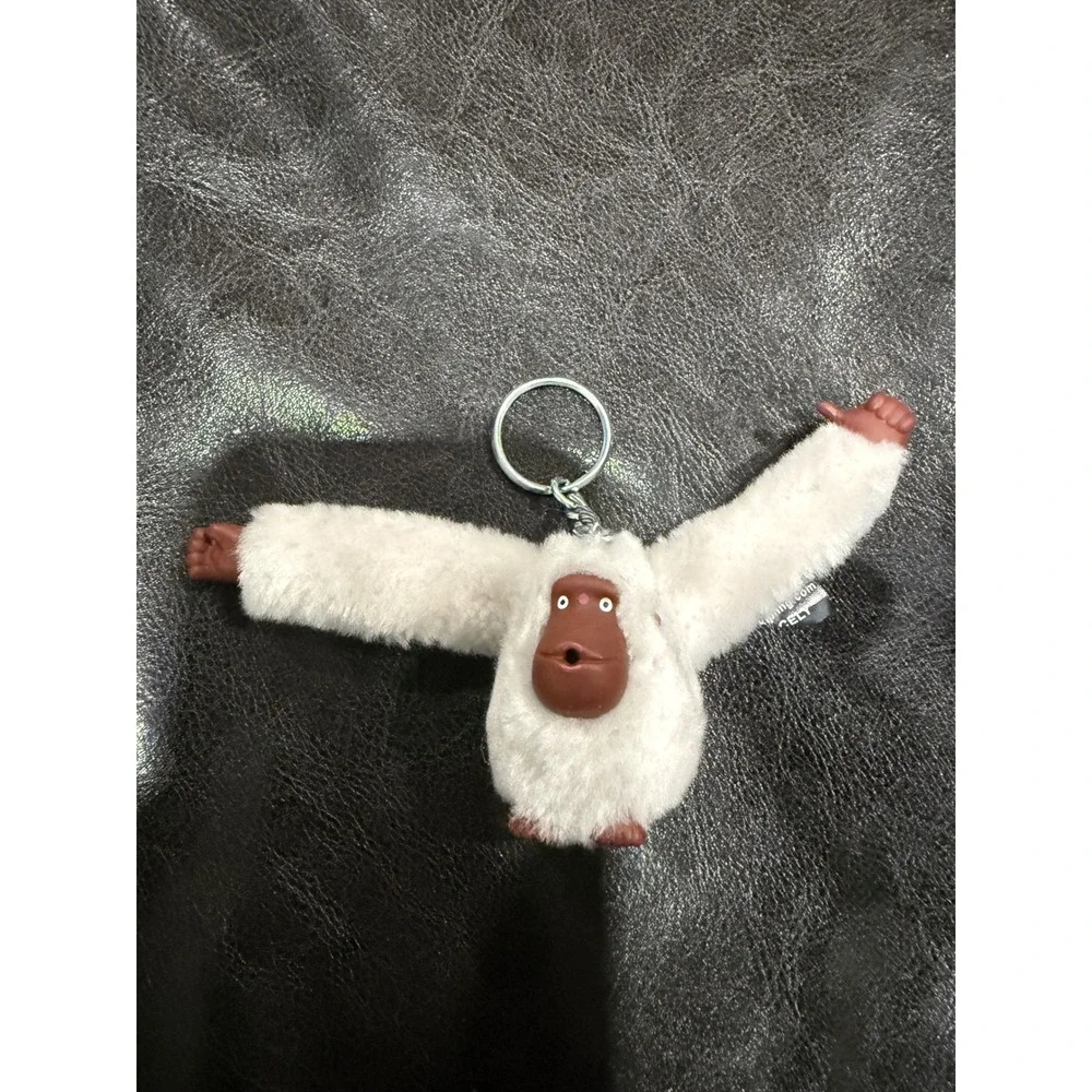Kipling White Fuzzy Monkey‎ Keychain Bag Charm